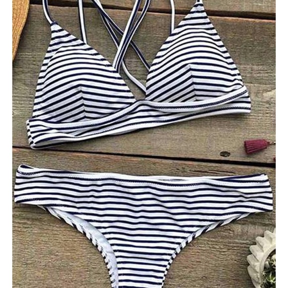 hit summer stripe bikini set